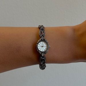 Vintage Dark Silver Genere Quartz Skinny Watch